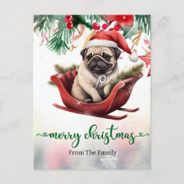 Mops Dog Weihnachten Thema Postkarte