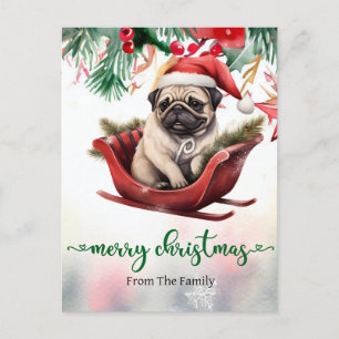 Mops Dog Weihnachten Thema Postkarte