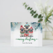 Mops Dog Weihnachten Thema Postkarte (Stehend Vorderseite)