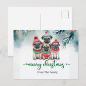 Mops Dog Weihnachten Thema Postkarte (Vorne/Hinten)