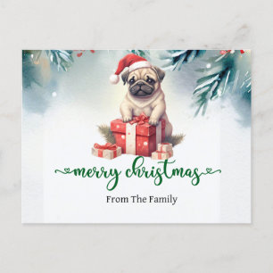 Mops Dog Weihnachten Thema Postkarte