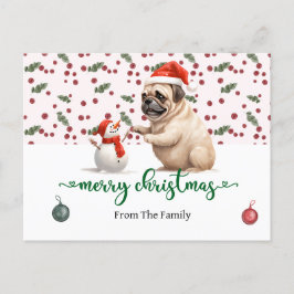 Mops Dog Weihnachten Thema Postkarte