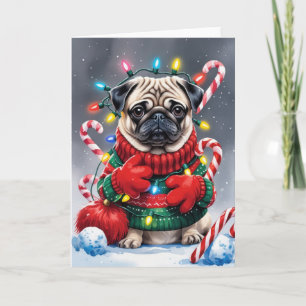 Mops Dog Weihnachtsgrüßkarte Karte
