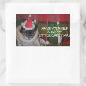 Mops Dog Weihnachtskleber Rechteckiger Aufkleber (Tasche)
