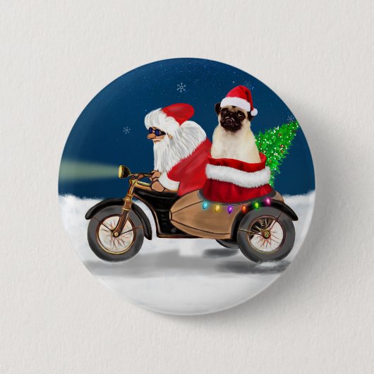 Mops Dog Weihnachtsmann Button (Vorderseite)