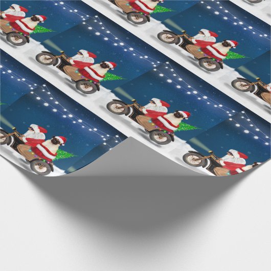 Mops Dog Weihnachtsmann Geschenkpapier (Ecke)