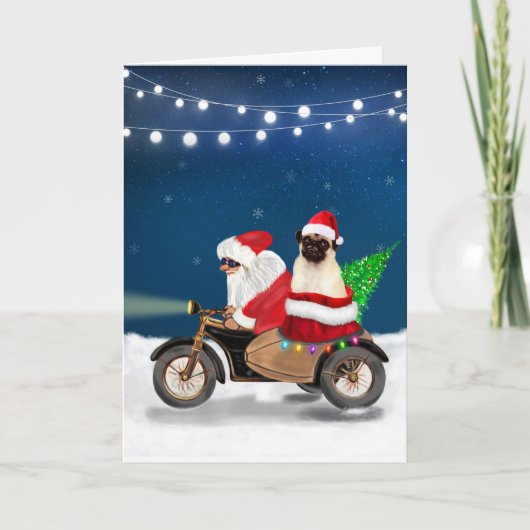 Mops Dog Weihnachtsmann Karte (Vorderseite)