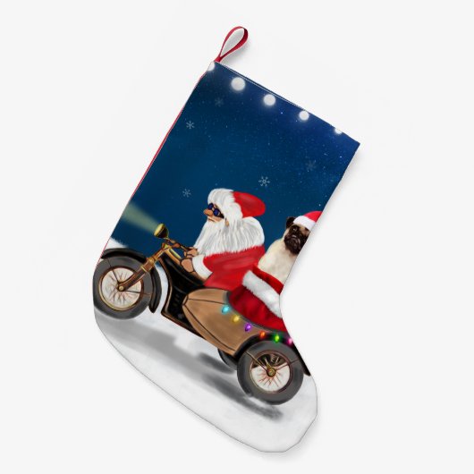 Mops Dog Weihnachtsmann Kleiner Weihnachtsstrumpf (Vorderansicht (hängend))