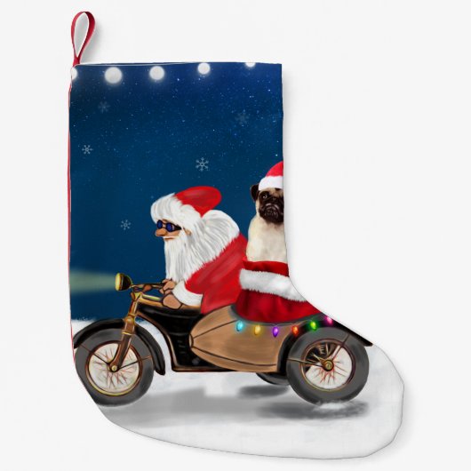 Mops Dog Weihnachtsmann Kleiner Weihnachtsstrumpf (Vorderseite)