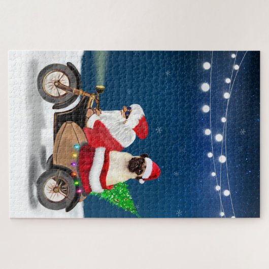 Mops Dog Weihnachtsmann Puzzle (Horizontal)
