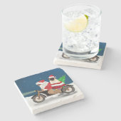 Mops Dog Weihnachtsmann Steinuntersetzer (Seitenansicht)