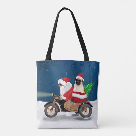 Mops Dog Weihnachtsmann Tasche (Rückseite)