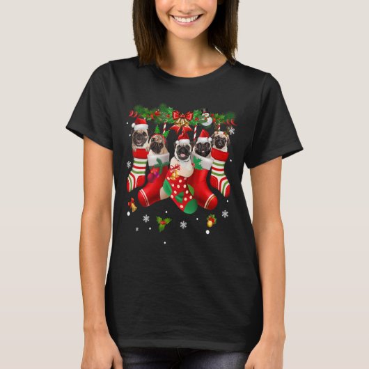 Mops Dog Weihnachtssocken Pajama Merry Pugmas Weih T-Shirt (Vorderseite)