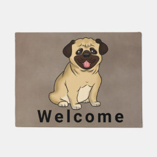 Mops Dog Welocme Door Mat Fußmatte