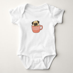 Mops Dog Welpe Freunde Hunde in Tasse Baby Strampler