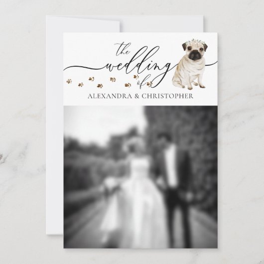 Mops Dog Welpe Wedding Foto Einladung (Vorderseite)