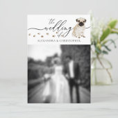 Mops Dog Welpe Wedding Foto Einladung (Stehend Vorderseite)