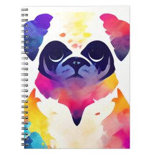 Mops Dog Wilde Natur Tierfarben Malerei Notizblock