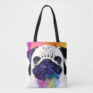 Mops Dog Wilde Natur Tierfarben Malerei Tasche