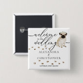 Mops Dog Willkommen bei der Hochzeitsfeier Süsse Button (Vorne & Hinten)