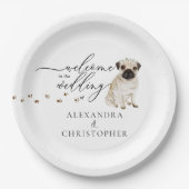 Mops Dog Willkommen beim Hochzeitsfest Set Pappteller (Vorderseite)