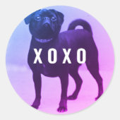 Mops Dog XOXO Valentinstag Runder Aufkleber (Vorderseite)