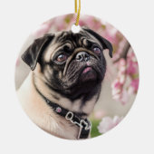 MOPS Dog's Erstes NIEDLICHES FOTO zu Weihnachten Keramik Ornament (Vorne)