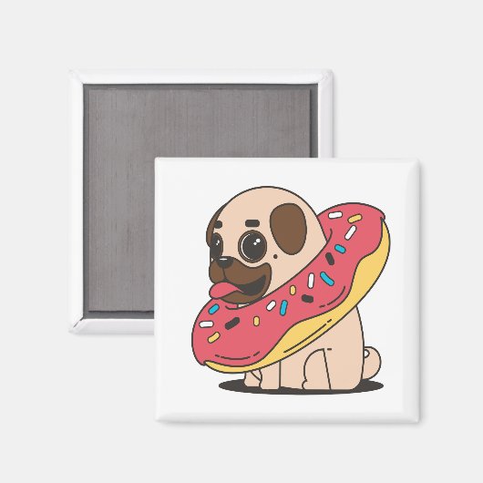 Mops Donut Magnet (Vorderseite/Rückseite)