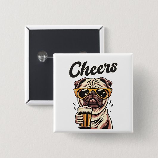 Mops Drink Beer Meme Button (Vorne & Hinten)