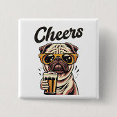 Mops Drink Beer Meme Button (Vorderseite)