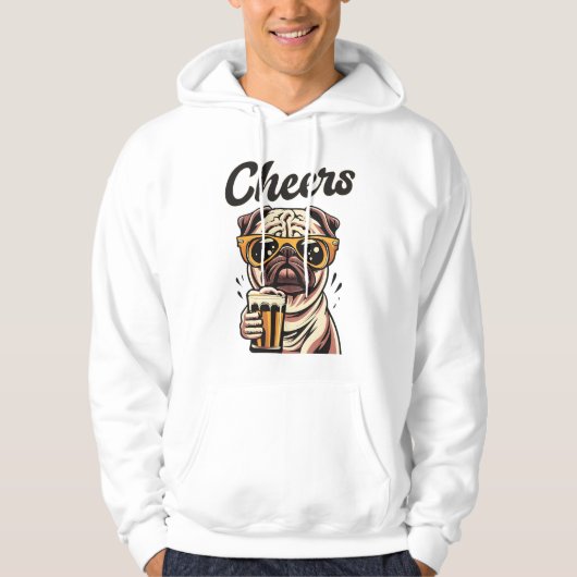 Mops Drink Beer Meme Hoodie (Vorderseite)