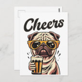 Mops Drink Beer Meme Postkarte (Vorne/Hinten)