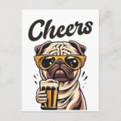 Mops Drink Beer Meme Postkarte (Vorderseite)