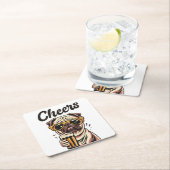 Mops Drink Beer Meme Rechteckiger Pappuntersetzer (Vor Ort)