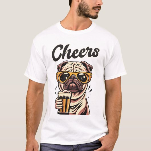 Mops Drink Beer Meme T-Shirt (Vorderseite)