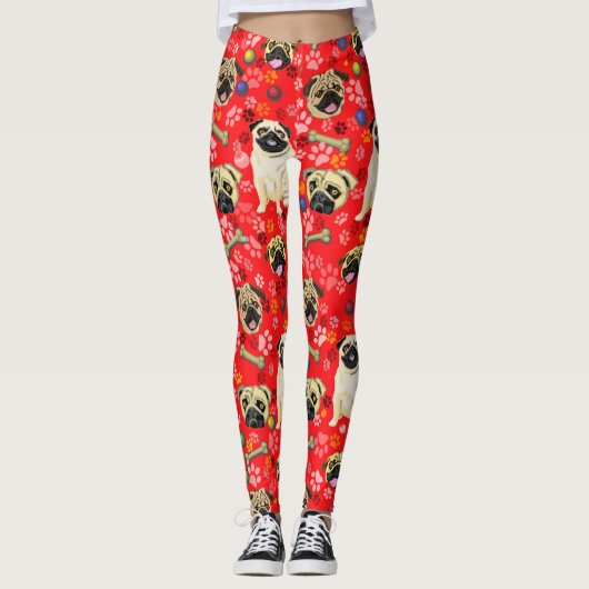 Mops drucken Leggings (Vorderseite)