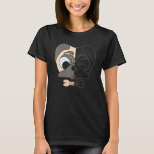 Mops druckt Kopf Puggle Tierporträt mit Mops 2 T-Shirt