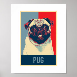 Mops Dutch Bulldog Dog Portrait Pop Art Poster