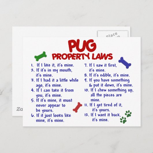 Mops-Eigenschaftengesetze 2 Postkarte (Vorne/Hinten)