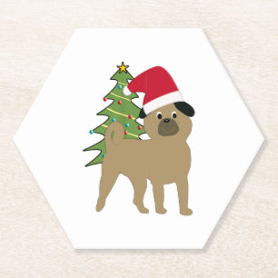 Mops eines niedlichen Cartoon in einer Weihnachtsm Untersetzer