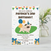 Mops Einladung zum Geburtstag (Stehend Vorderseite)