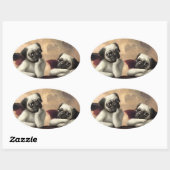 Mops-Engel inspiriert durch RAPHAEL Ovaler Aufkleber (Blatt)