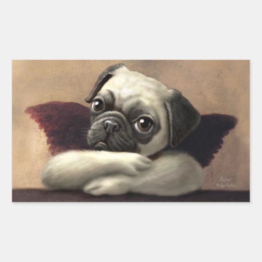 Mops Engel Inspiriert Durch Raphael Rechteckiger Aufkleber Zazzle De