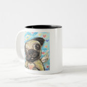 Mops Engel Liebe Zweifarbige Tasse (Vorderseite Links)