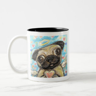Mops Engel Liebe Zweifarbige Tasse
