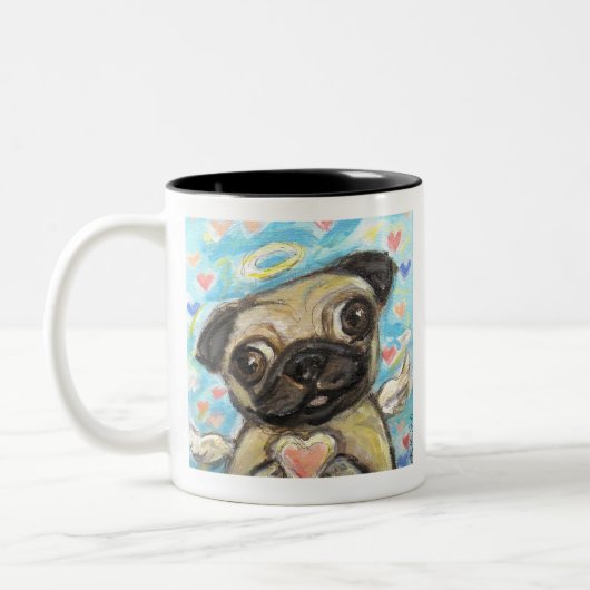 Mops Engel Liebe Zweifarbige Tasse (Links)