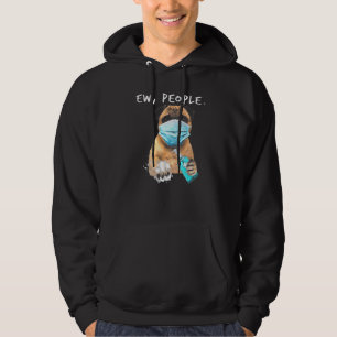 Mops Ew Menschen tragen eine Gesichtsmaske Hoodie