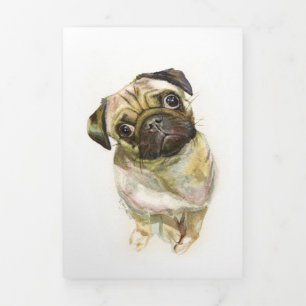 Mops Face Art Print Niedlicher Mops Hund Dreifach Gefaltete Ankündigung