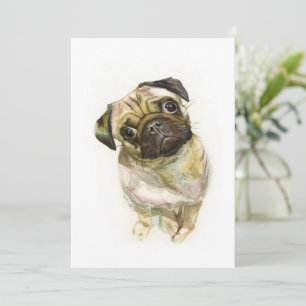 Mops Face Art Print   Niedlicher Mops Hund Feiertagskarte