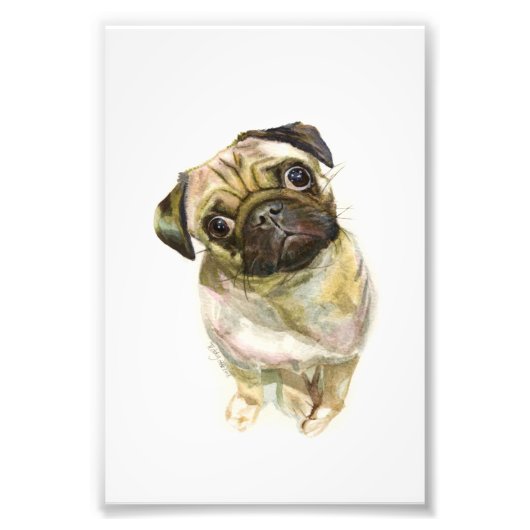 Mops Face Art Print | Niedlicher Mops Hund Fotodruck (Vorne)
